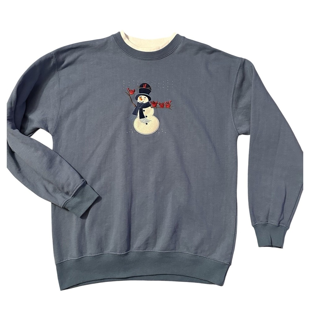 Embroidered Winter Grandma Crewneck Sweatshirt Snowman Cottage Women M Cardinals